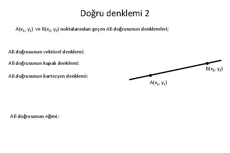 Doğru denklemi 2 A(x 1, y 1) ve B(x 2, y 2) noktalarından geçen