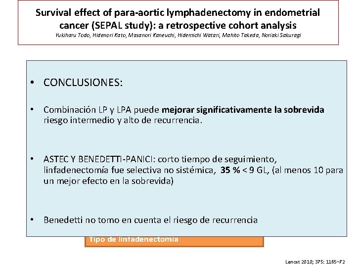 Survival effect of para-aortic lymphadenectomy in endometrial cancer (SEPAL study): a retrospective cohort analysis