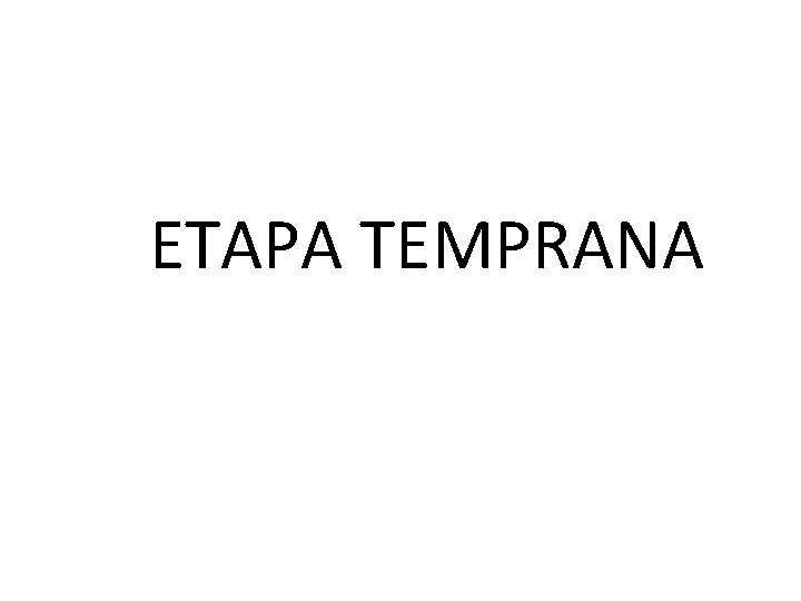 ETAPA TEMPRANA 