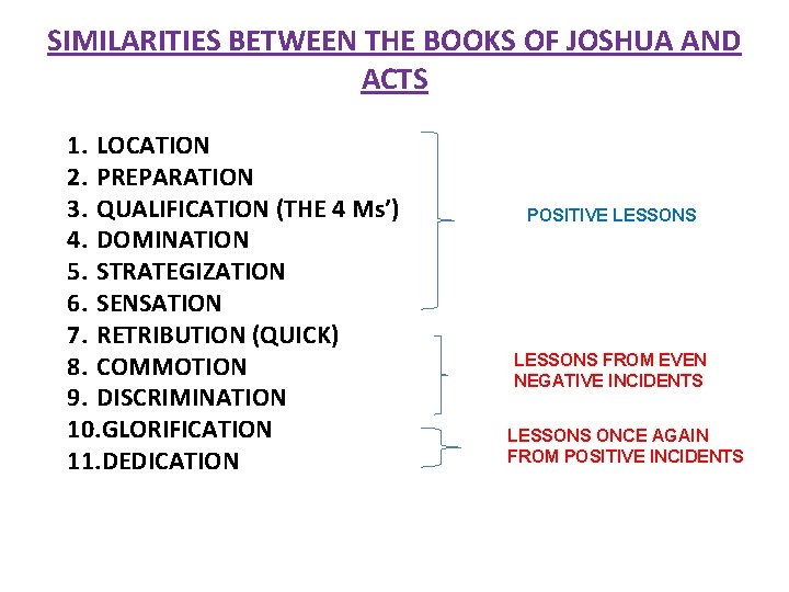 SIMILARITIES BETWEEN THE BOOKS OF JOSHUA AND ACTS 1. LOCATION 2. PREPARATION 3. QUALIFICATION SIMILARITIES BETWEEN THE BOOKS OF JOSHUA AND ACTS 1. LOCATION 2. PREPARATION 3. QUALIFICATION