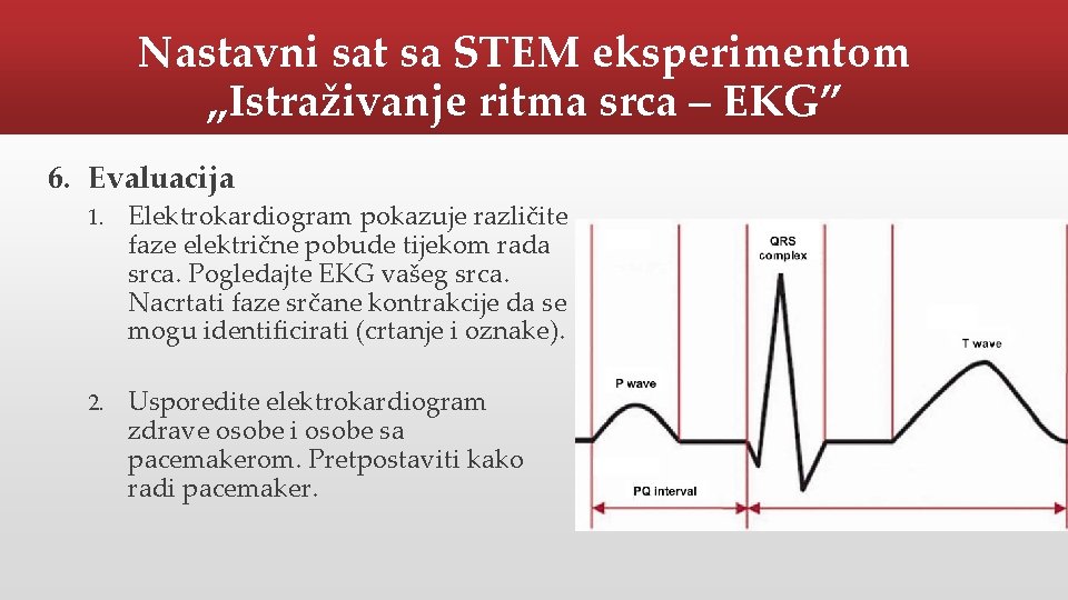 Nastavni sat sa STEM eksperimentom „Istraživanje ritma srca – EKG” 6. Evaluacija 1. Elektrokardiogram