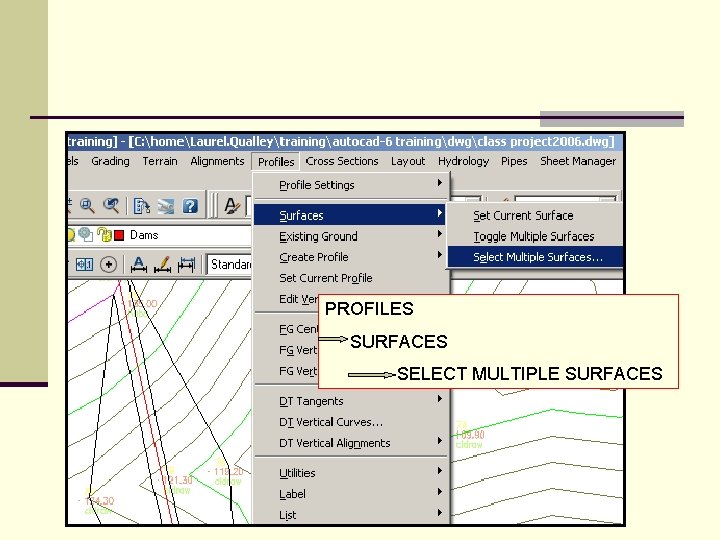 PROFILES SURFACES SELECT MULTIPLE SURFACES 