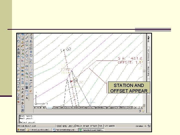 STATION AND OFFSET APPEAR 