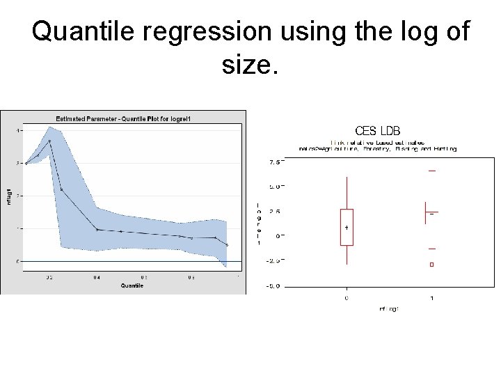 Quantile regression using the log of size. 
