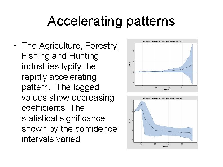 Accelerating patterns • The Agriculture, Forestry, Fishing and Hunting industries typify the rapidly accelerating