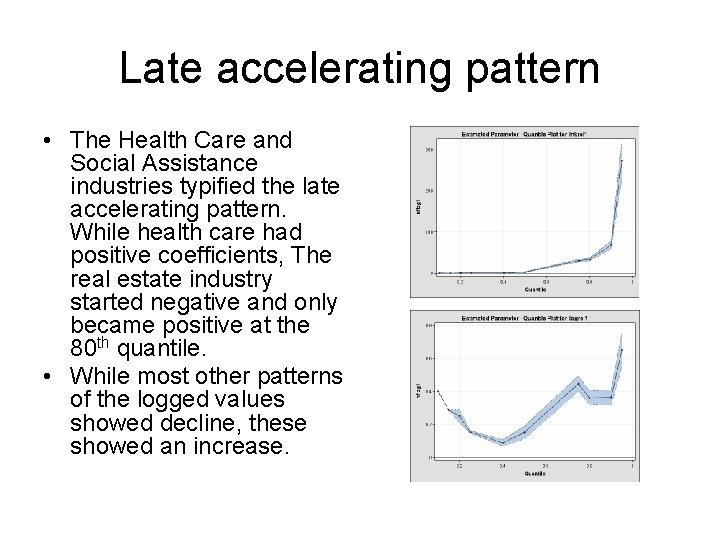 Late accelerating pattern • The Health Care and Social Assistance industries typified the late