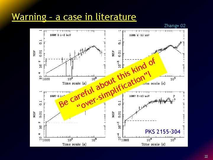 Warning – a case in literature Zhang+ 02 f o d n i k