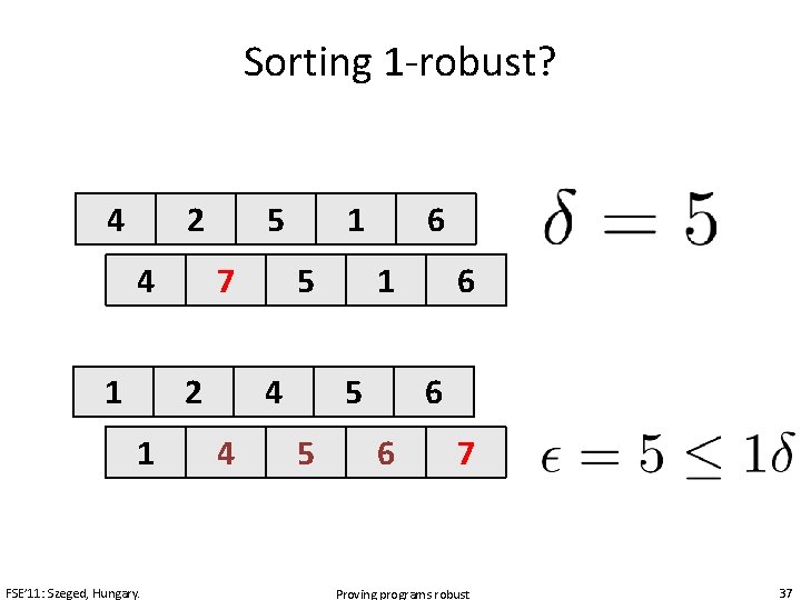 Sorting 1 -robust? 4 2 4 1 5 7 2 1 FSE’ 11: Szeged,