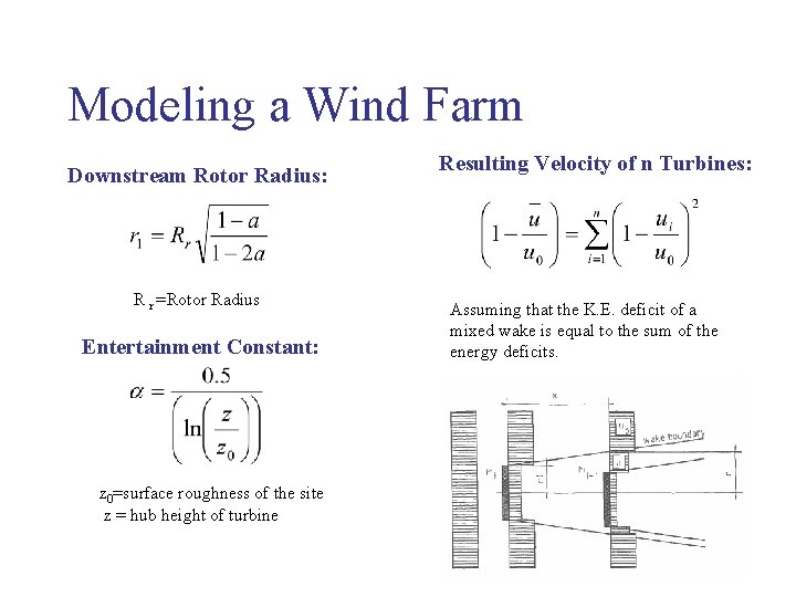 Modeling a Wind Farm Downstream Rotor Radius: R r =Rotor Radius Entertainment Constant: z Modeling a Wind Farm Downstream Rotor Radius: R r =Rotor Radius Entertainment Constant: z