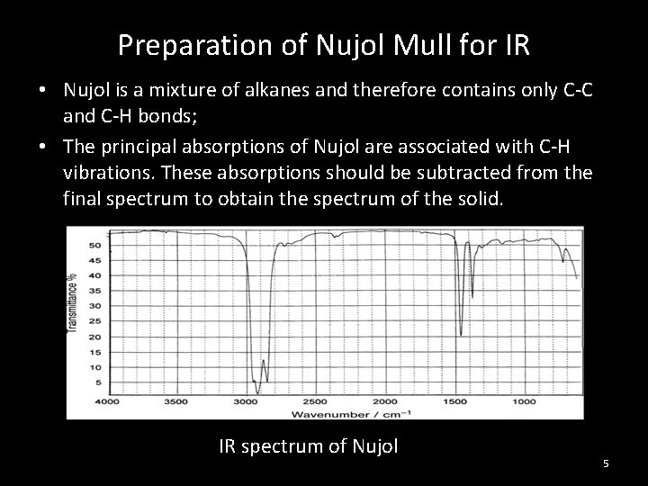 Preparation of Nujol Mull for IR • Nujol is a mixture of alkanes and