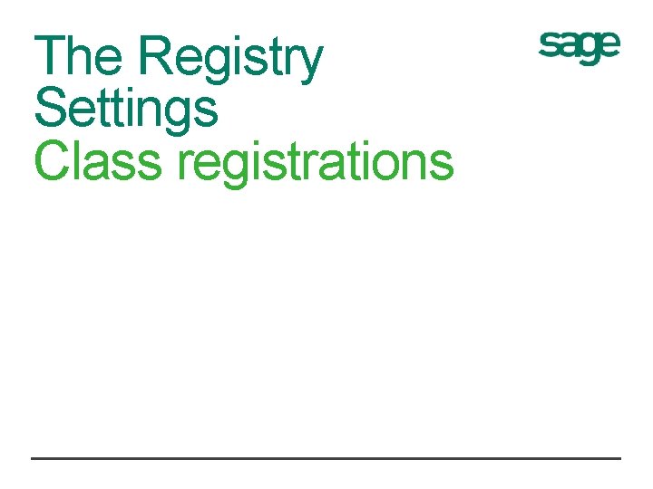 The Registry Settings Class registrations 