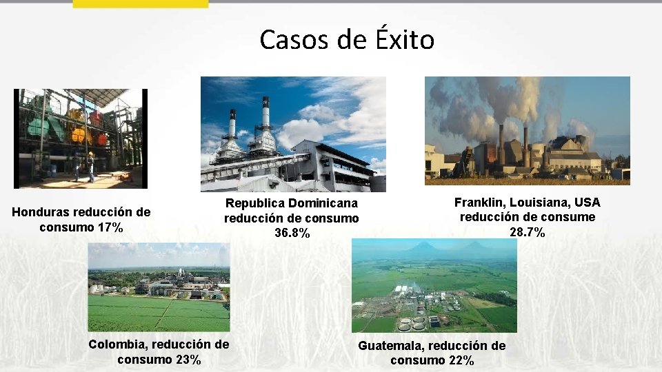 Casos de Éxito Honduras reducción de consumo 17% Republica Dominicana reducción de consumo 36.