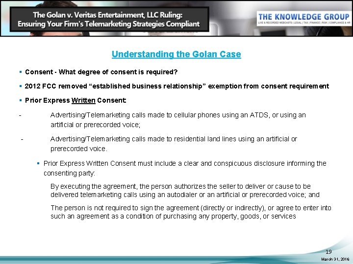 Understanding the Golan Case § Consent - What degree of consent is required? §
