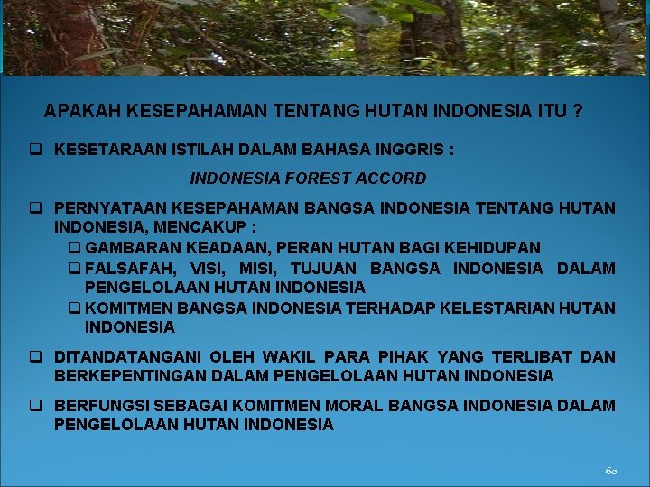 APAKAH KESEPAHAMAN TENTANG HUTAN INDONESIA ITU ? q KESETARAAN ISTILAH DALAM BAHASA INGGRIS :