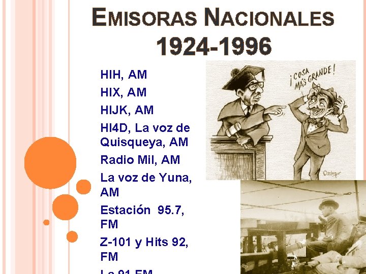 EMISORAS NACIONALES 1924 -1996 HIH, AM HIX, AM HIJK, AM HI 4 D, La