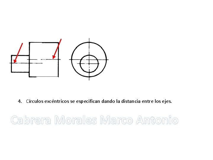 4. Círculos excéntricos se especifican dando la distancia entre los ejes. 