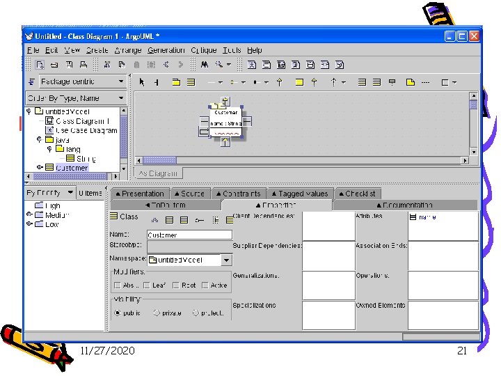 The Menu Bar and Toolbars 1. New a Model. 2. Add a class in