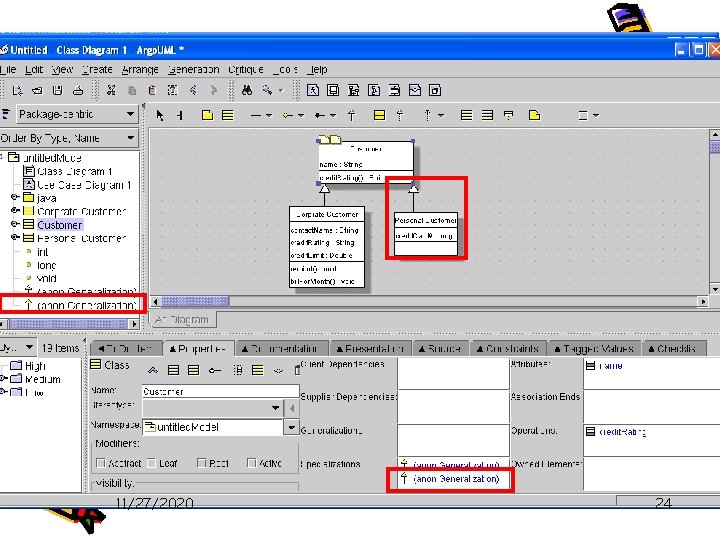 The Menu Bar and Toolbars 1. New a Model. 2. Add a class in