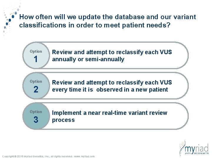 How often will we update the database and our variant classifications in order to