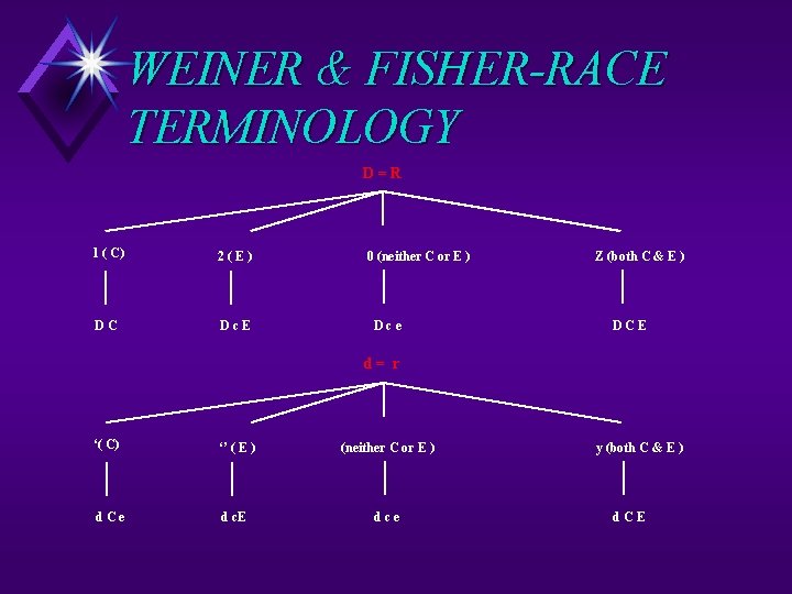 WEINER & FISHER-RACE TERMINOLOGY D=R 1 ( C) 2(E) DC Dc. E 0 (neither