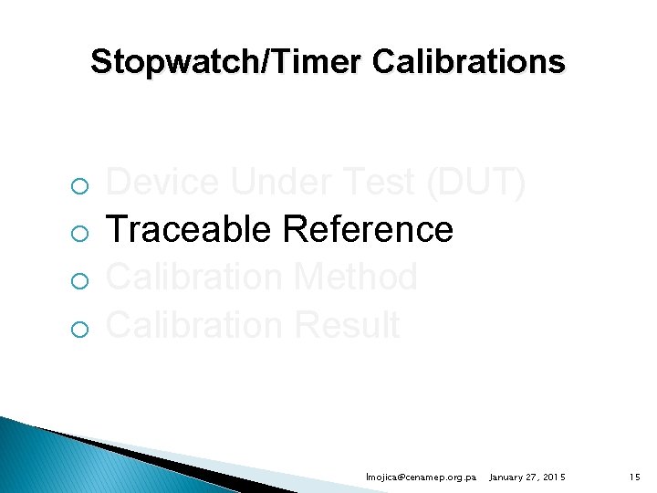 2015 SIM TFWG Basic Laboratory Calibrations Stopwatches