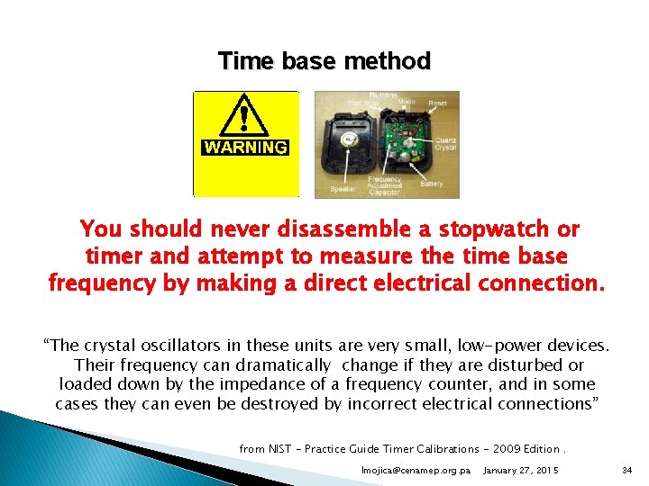 2015 SIM TFWG Basic Laboratory Calibrations Stopwatches