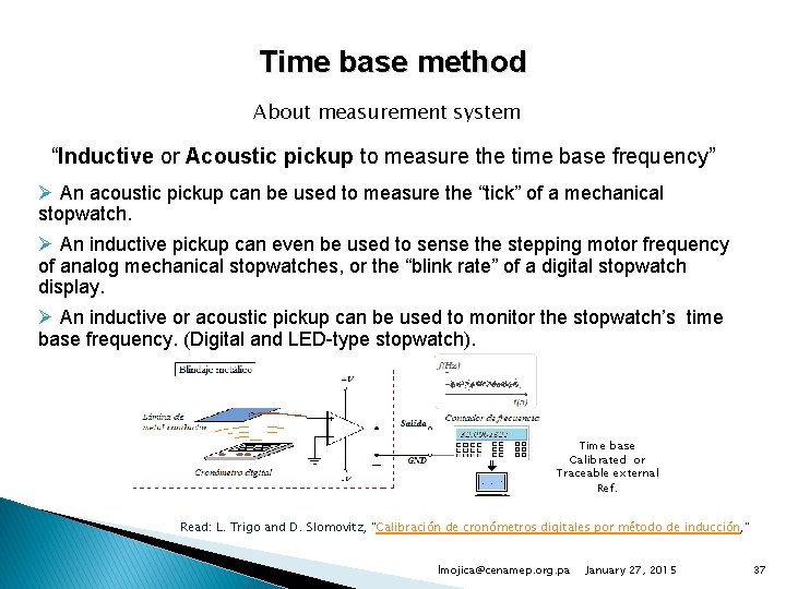 Time base method About measurement system “Inductive or Acoustic pickup to measure the time