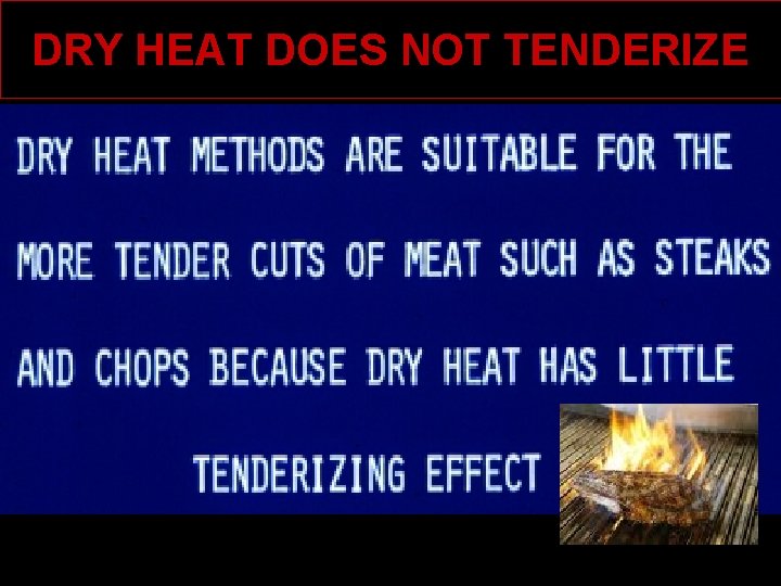 DRY HEAT DOES NOT TENDERIZE 