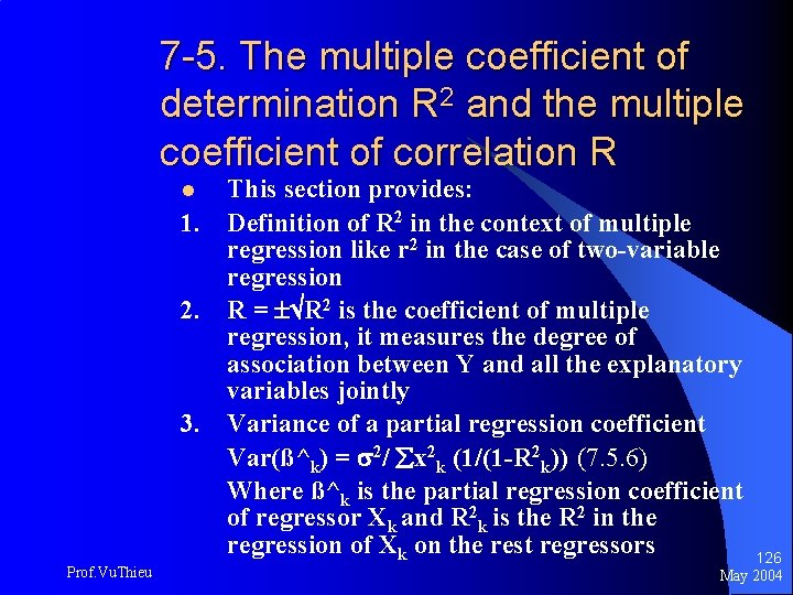 7 -5. The multiple coefficient of determination R 2 and the multiple coefficient of