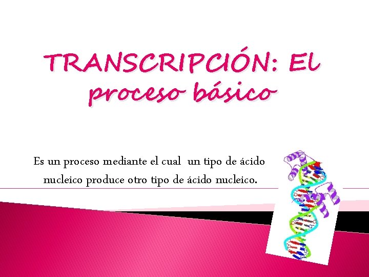 TRANSCRIPCIÓN: El proceso básico Es un proceso mediante el cual un tipo de ácido