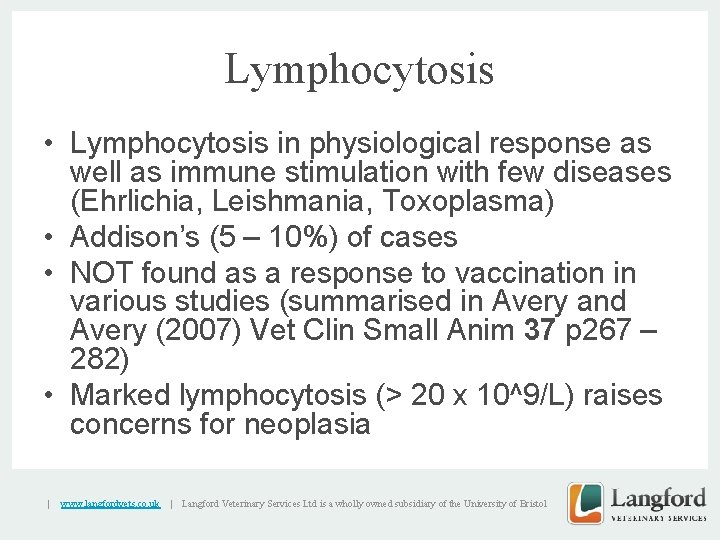 Lymphocytosis • Lymphocytosis in physiological response as well as immune stimulation with few diseases
