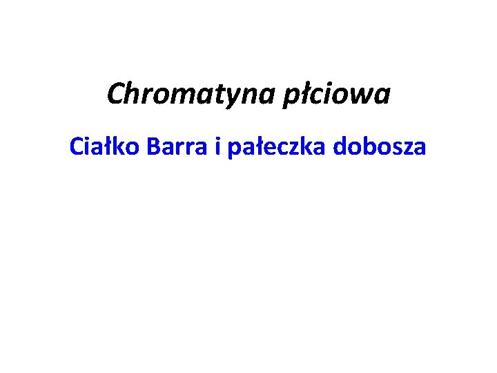 Chromatyna płciowa Ciałko Barra i pałeczka dobosza 