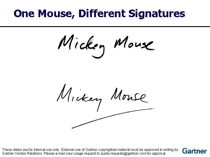 One Mouse, Different Signatures These slides are for internal use only. External use of