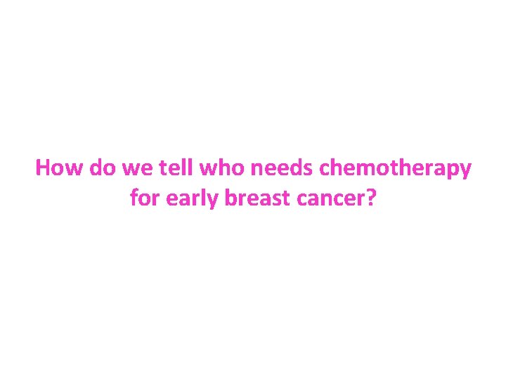 How do we tell who needs chemotherapy for early breast cancer? 