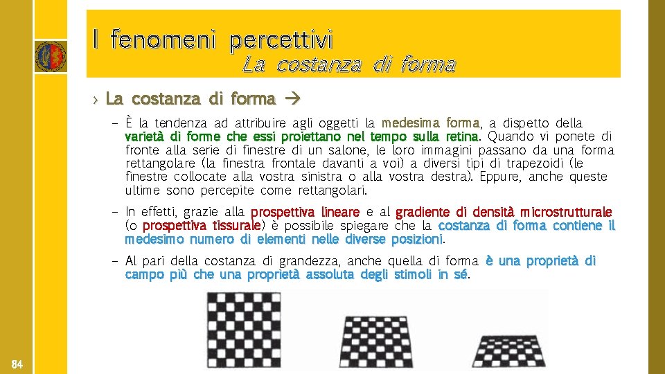 I fenomeni percettivi La costanza di forma › La costanza di forma – È