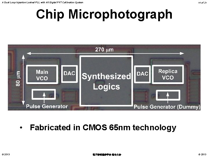 A Dual-Loop Injection-Locked PLL with All-Digital PVT Calibration System 14 of 21 Chip Microphotograph