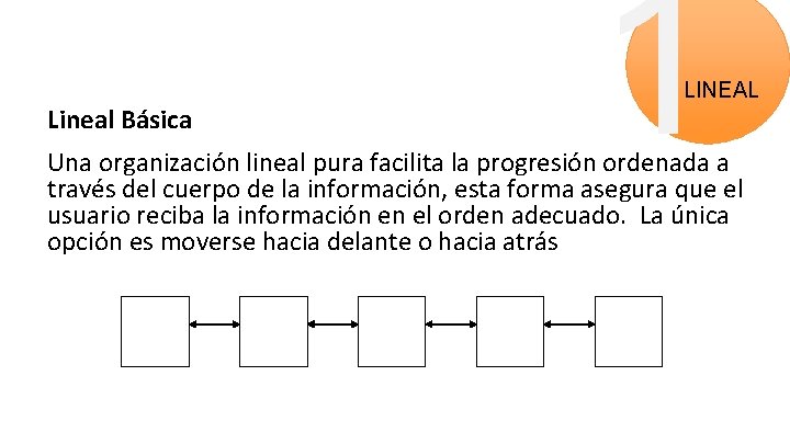 Lineal Básica 1 LINEAL Una organización lineal pura facilita la progresión ordenada a través