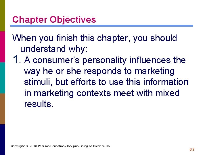 Chapter Objectives When you finish this chapter, you should understand why: 1. A consumer’s