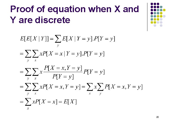 Proof of equation when X and Y are discrete 20 