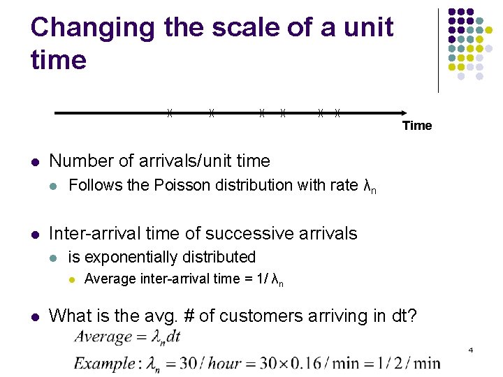 Changing the scale of a unit time Time l Number of arrivals/unit time l
