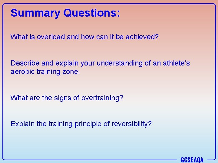 Summary Questions: What is overload and how can it be achieved? Describe and explain