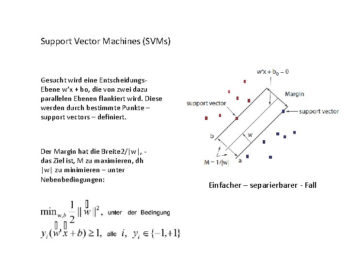 Support Vector Machines (SVMs) Gesucht wird eine Entscheidungs. Ebene w‘x + bo, die von