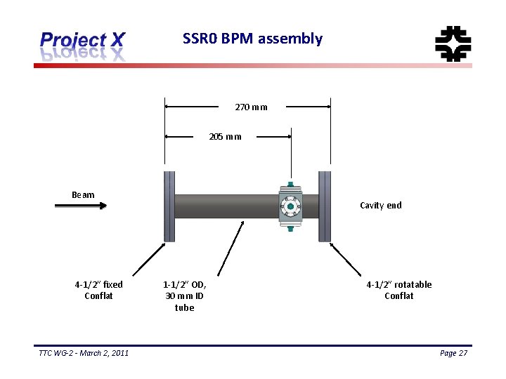 SSR 0 BPM assembly 270 mm 205 mm Beam 4 -1/2” fixed Conflat TTC