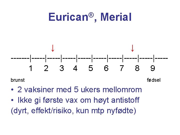 Eurican®, Merial ↓ ↓ -------|-----|-----|-----|-----|----1 2 3 4 5 6 7 8 9 brunst