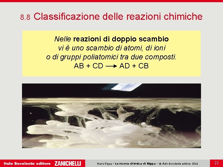 8. 8 Classificazione delle reazioni chimiche Nelle reazioni di doppio scambio vi è uno