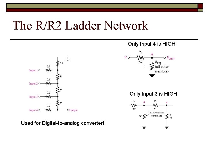 The R/R 2 Ladder Network Only Input 4 is HIGH Only Input 3 is The R/R 2 Ladder Network Only Input 4 is HIGH Only Input 3 is