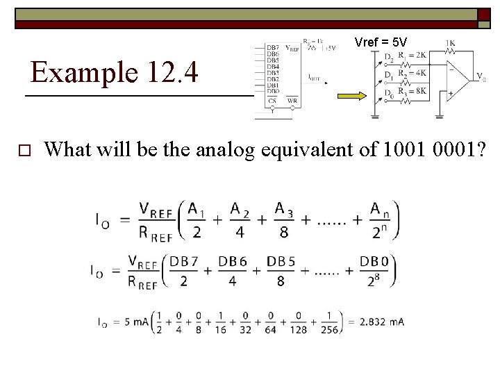 Vref = 5 V Example 12. 4 o What will be the analog equivalent Vref = 5 V Example 12. 4 o What will be the analog equivalent