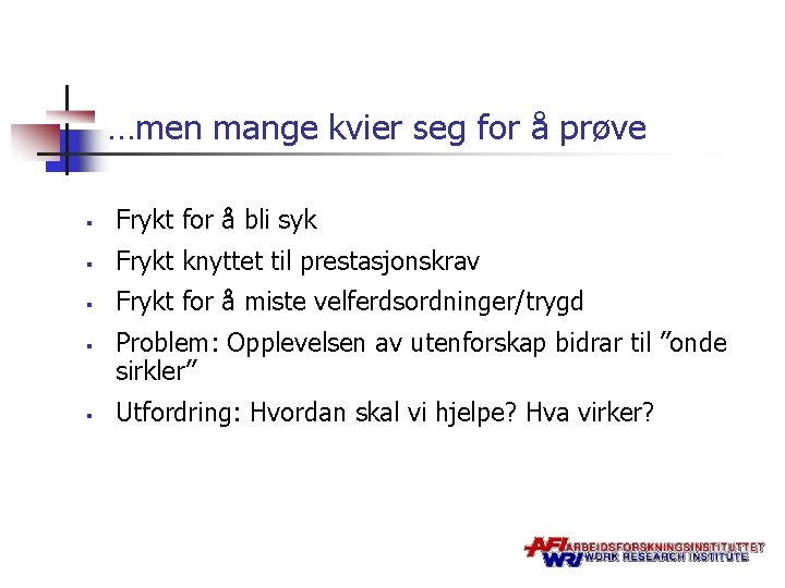 …men mange kvier seg for å prøve § Frykt for å bli syk §