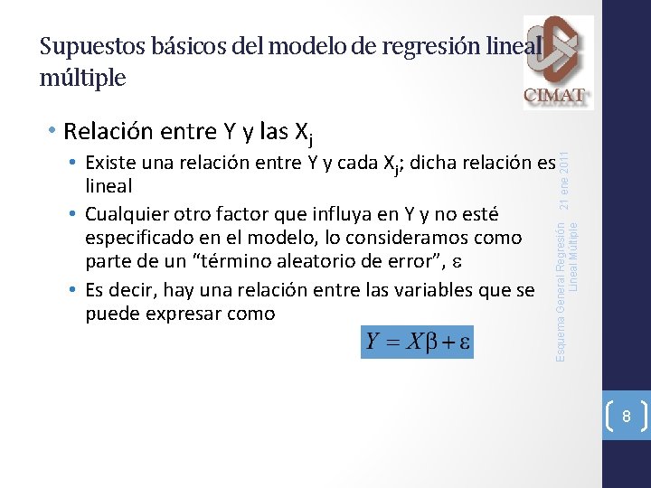 Supuestos básicos del modelo de regresión lineal múltiple • Relación entre Y y las