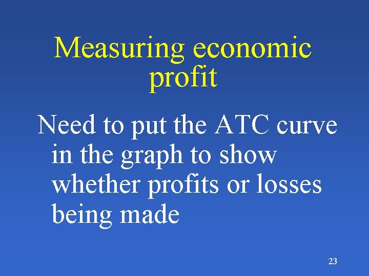 Measuring economic profit Need to put the ATC curve in the graph to show